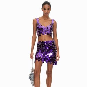 Paco Rabanne x H&M Purple Sequin Crop Top Large